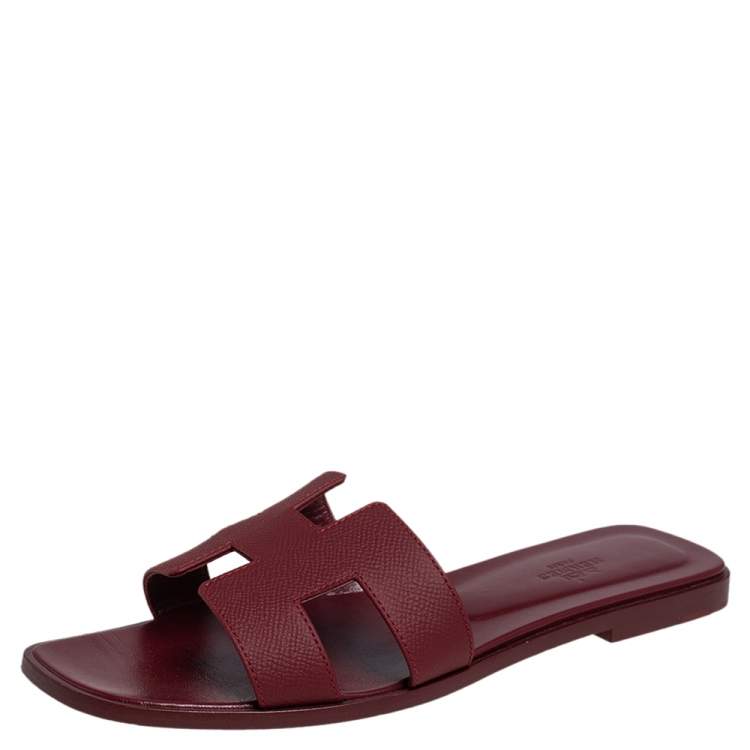 HERMÈS EPSOM LEATHER ORAN H SANDALS MULES