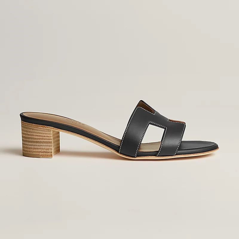 HERMÈS ORAN OASIS H CALFSKIN LEATHER MULES