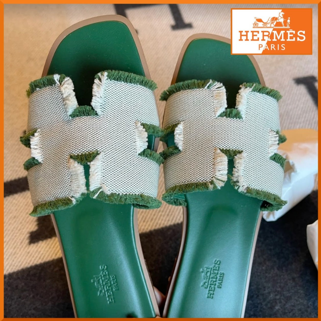HERMÈS ORAN SANDALS BLENDED FABRIC