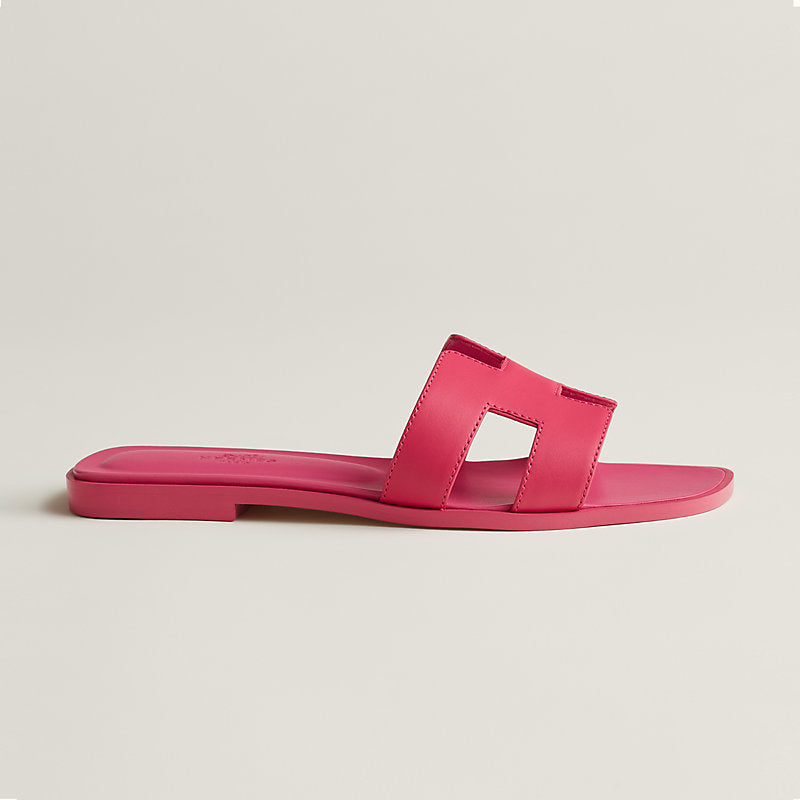 HERMÈS LEATHER ORAN SANDALS ROSE PINK