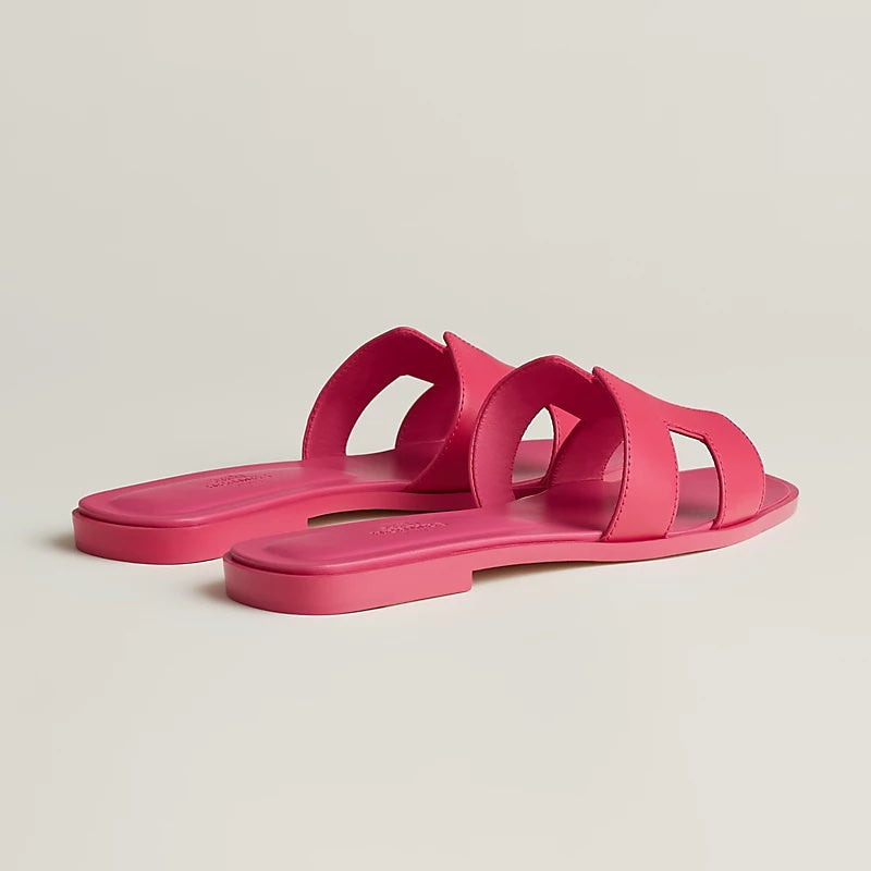 HERMÈS LEATHER ORAN SANDALS ROSE PINK