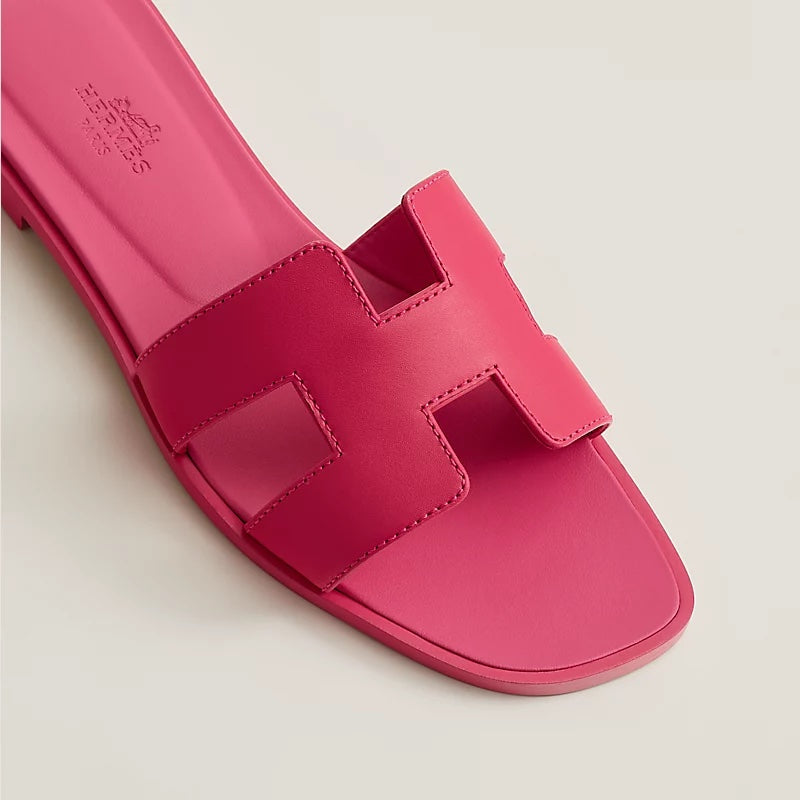 HERMÈS LEATHER ORAN SANDALS ROSE PINK