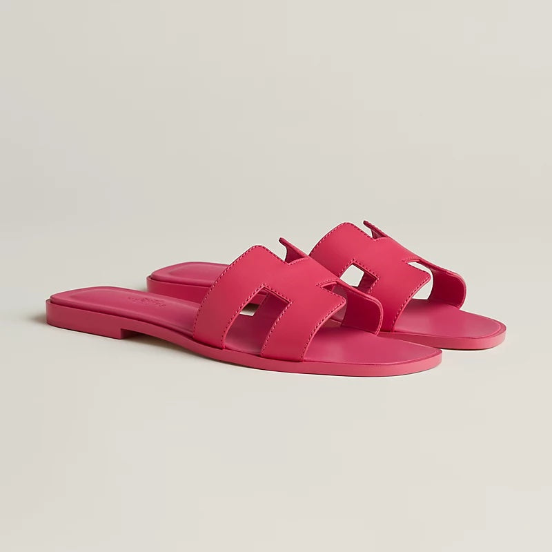 HERMÈS LEATHER ORAN SANDALS ROSE PINK
