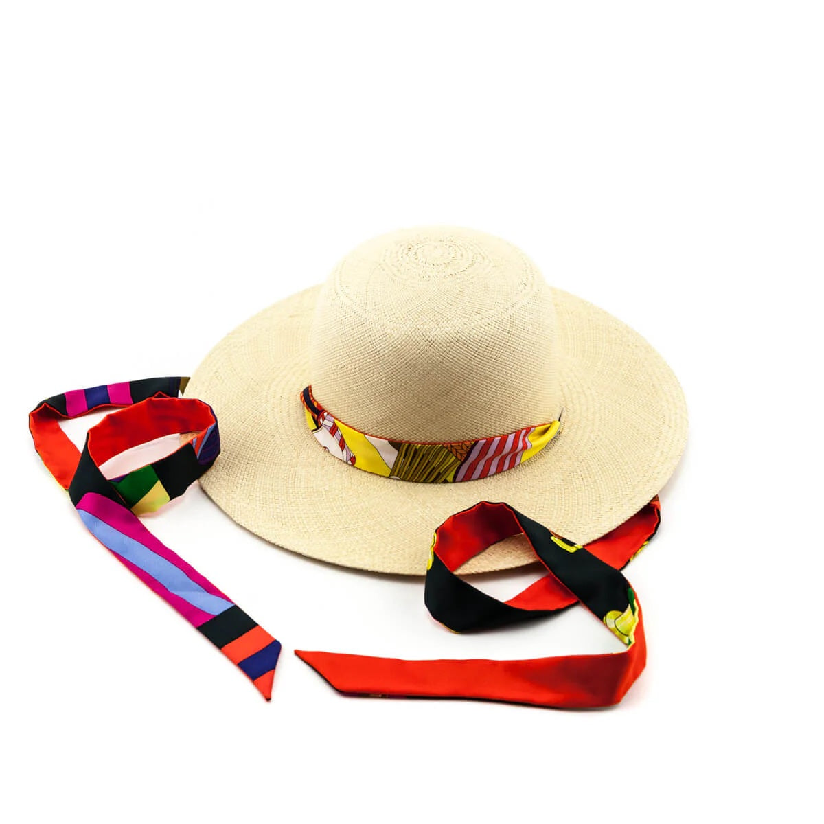 HERMÈS PANAMA STRAW SILK TIE HAT