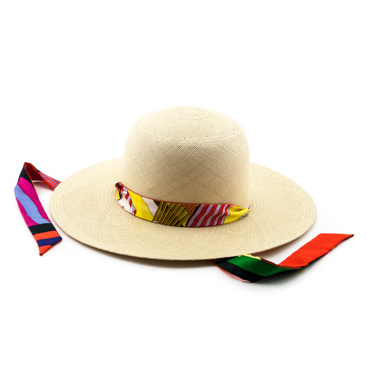 HERMÈS PANAMA STRAW SILK TIE HAT
