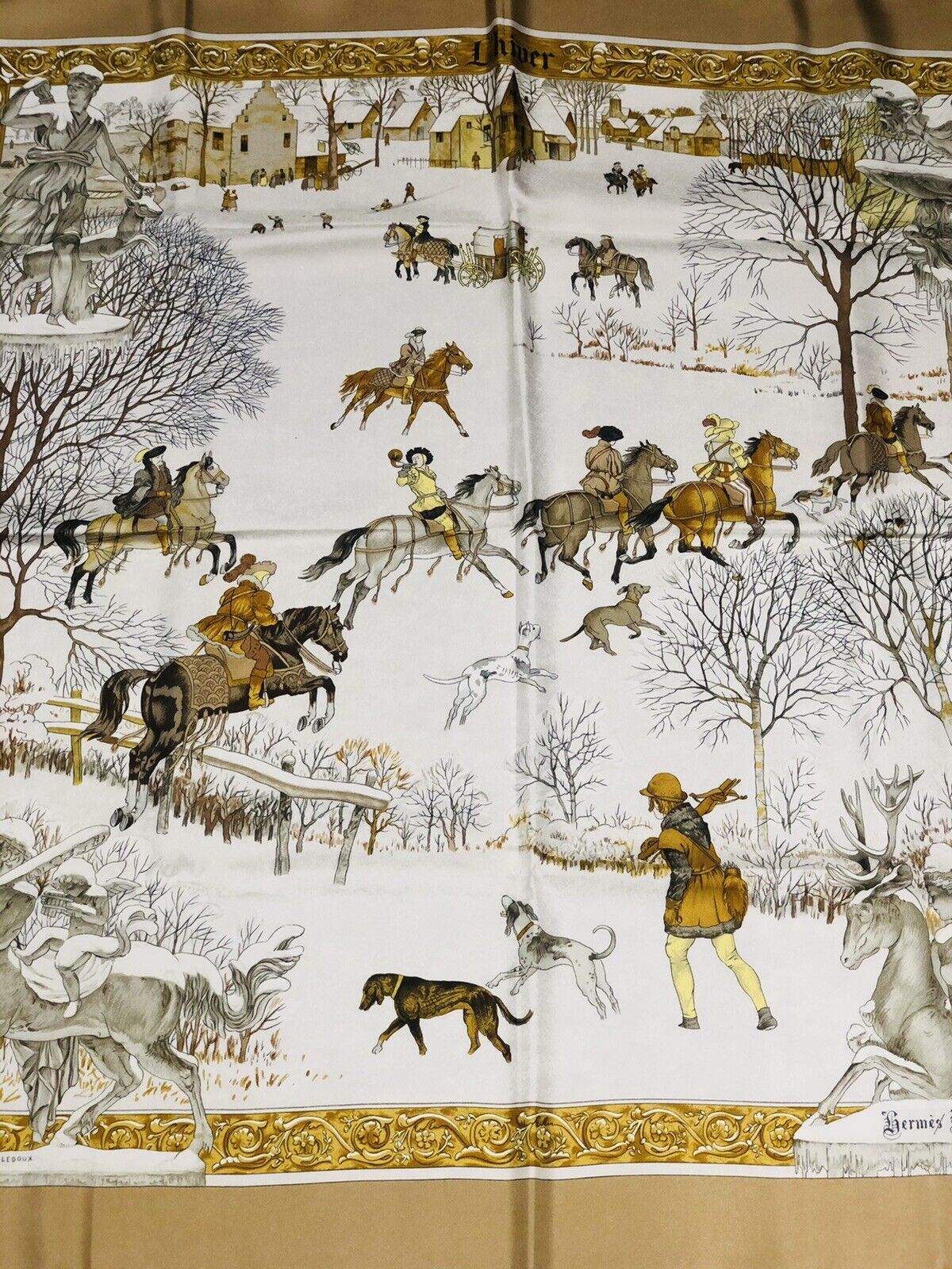 HERMÈS PARIS L'HIVER LEDOUX SILK SCARF