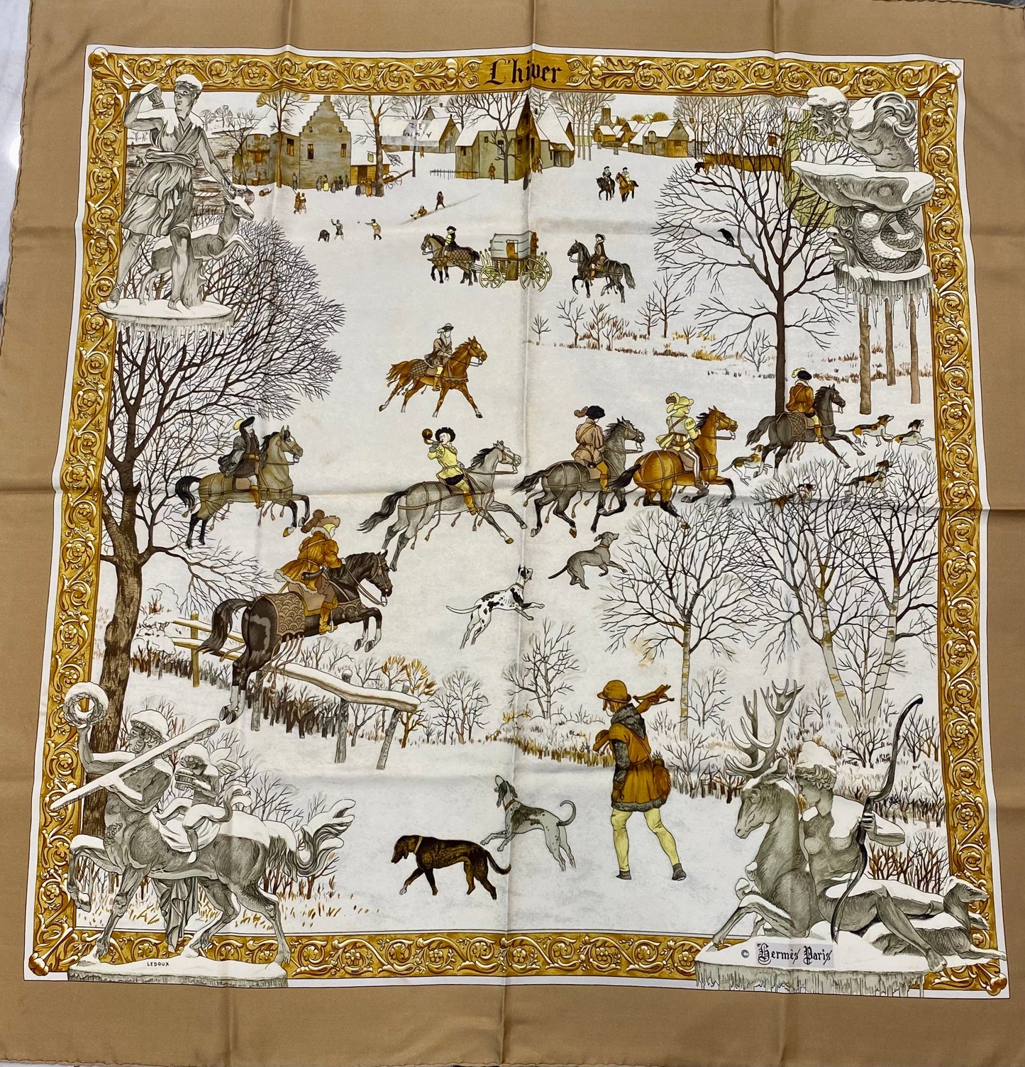HERMÈS PARIS L'HIVER LEDOUX SILK SCARF