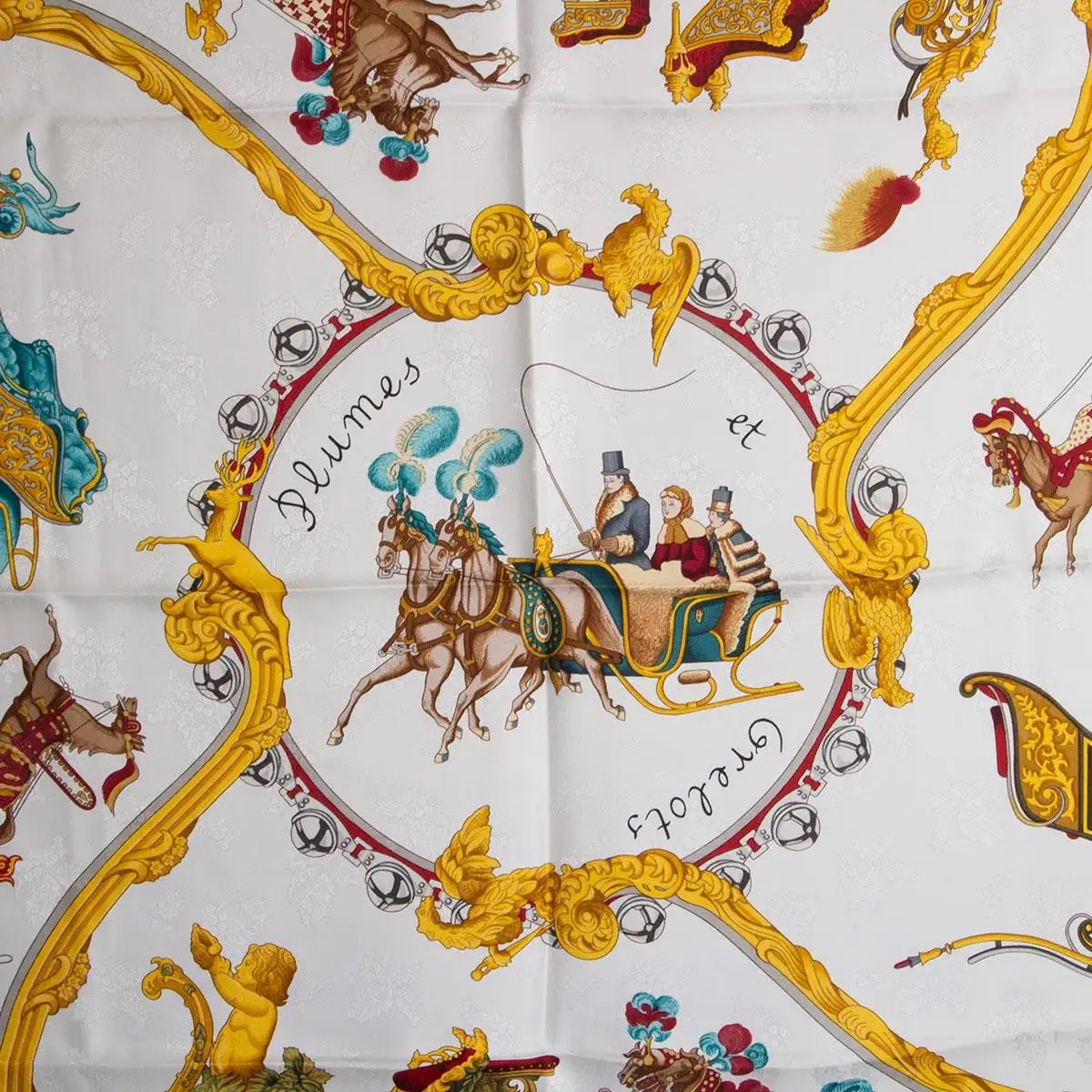 HERMÈS VINTAGE PLUMES ET GRELOTS SILK SCARF