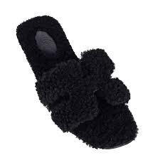 HERMÈS SHEARLING ORAN SANDALS