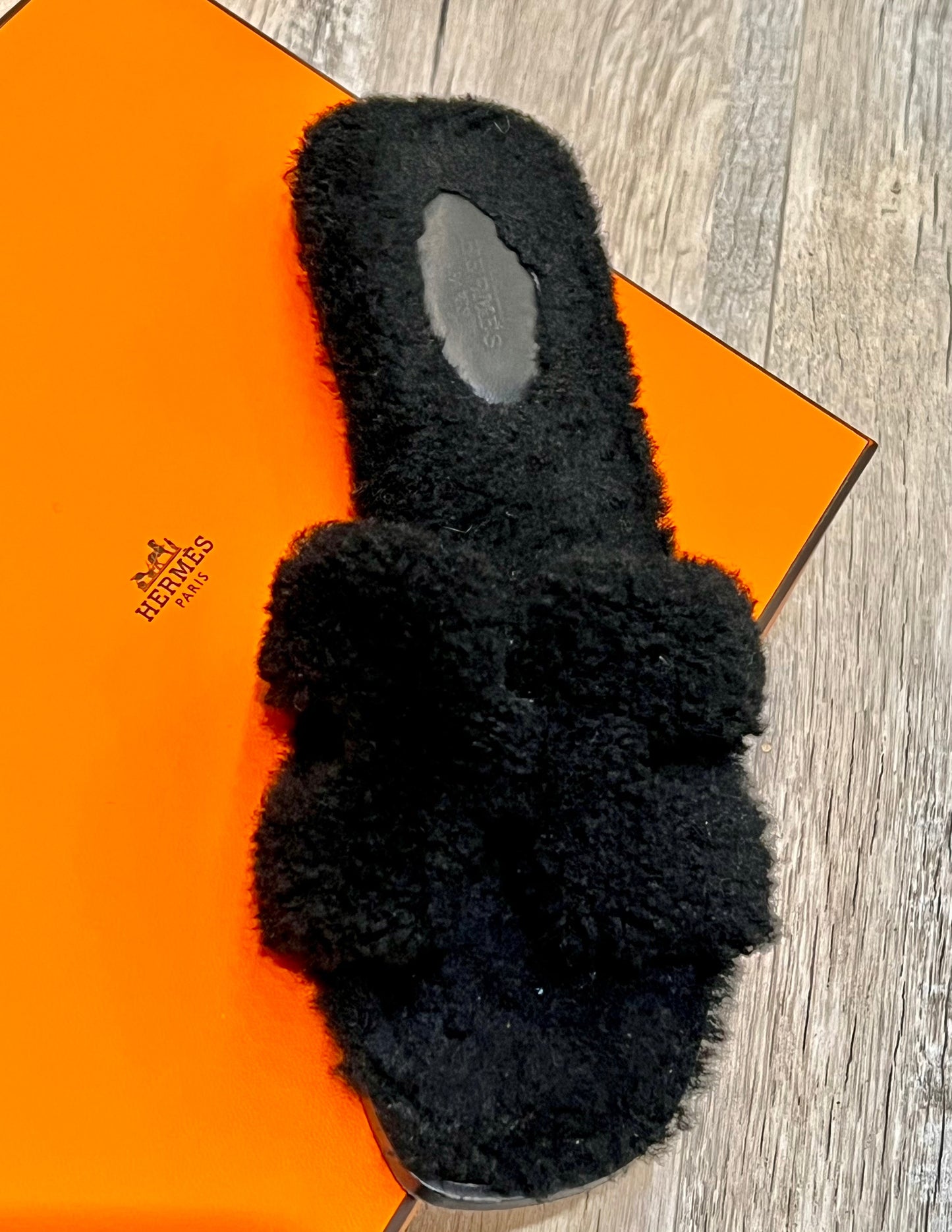 HERMÈS SHEARLING ORAN SANDALS