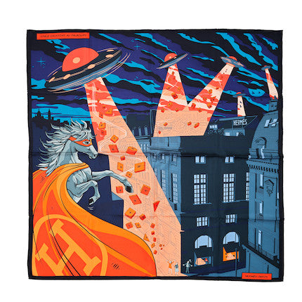 HERMÈS SPACE SHOPPING AU FAUBOURG SILK SCARF