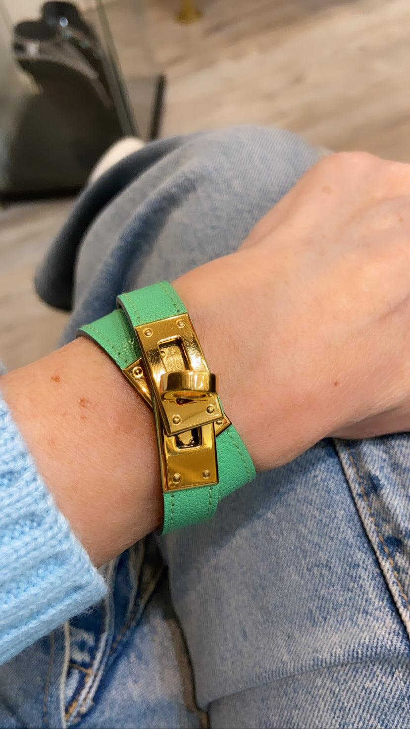 HERMÈS KELLY DOUBLE TOUR SWIFT LEATHER BRACELET