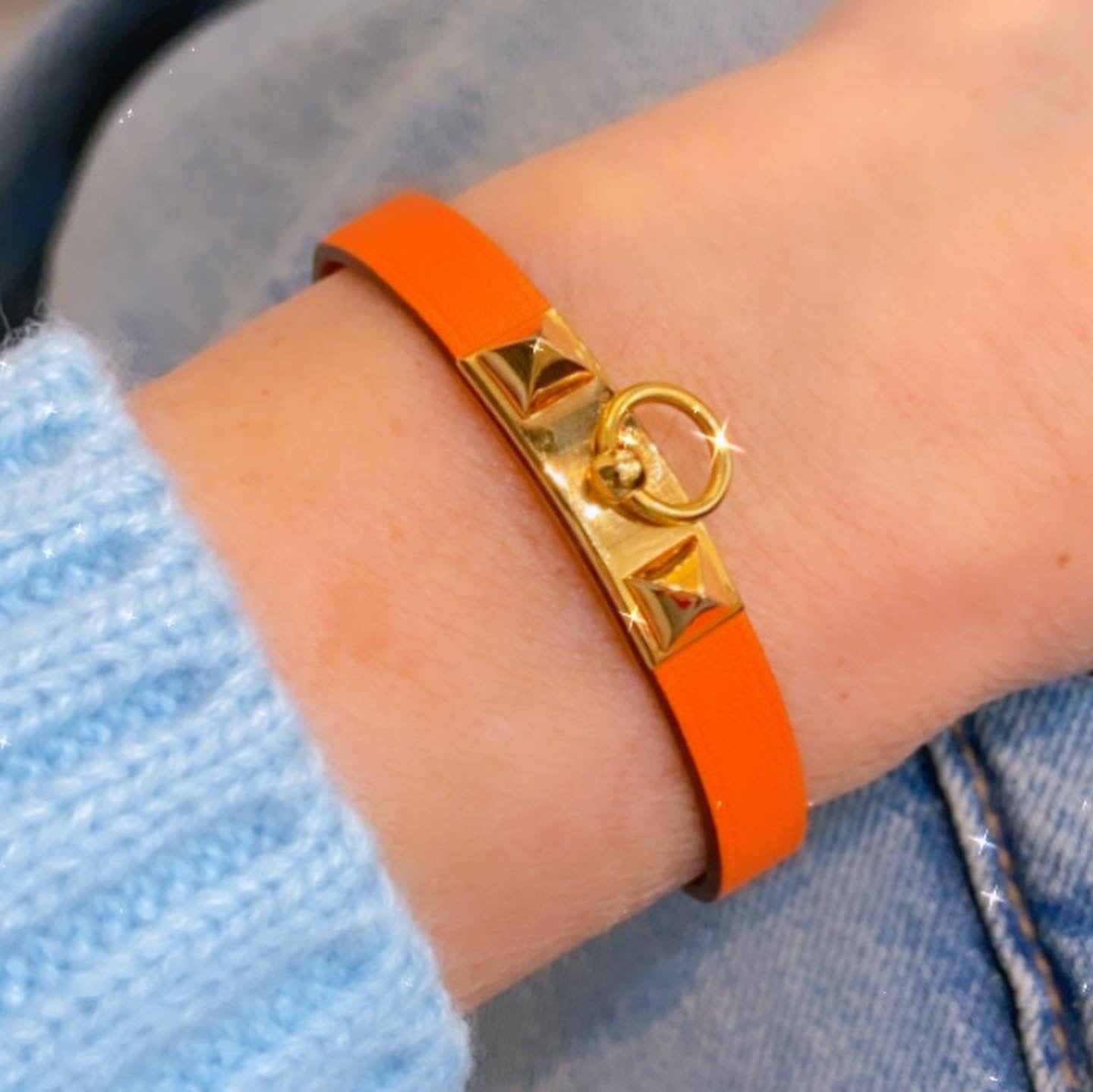 HERMÈS SWIFT LEATHER MICRO RIVALE BRACELET
