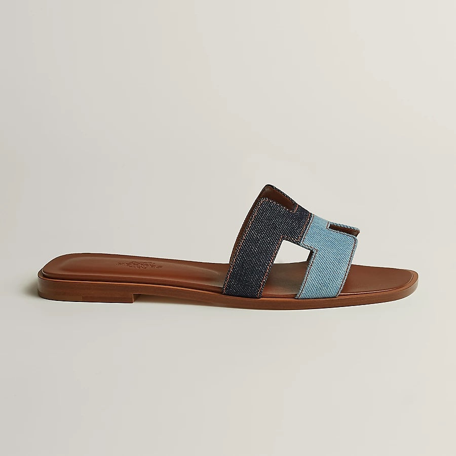 HERMÈS TWO-TONE DENIM ORAN SANDALS