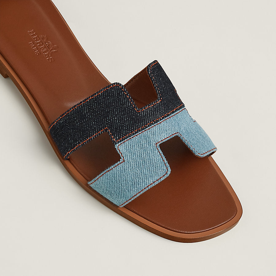 HERMÈS TWO-TONE DENIM ORAN SANDALS