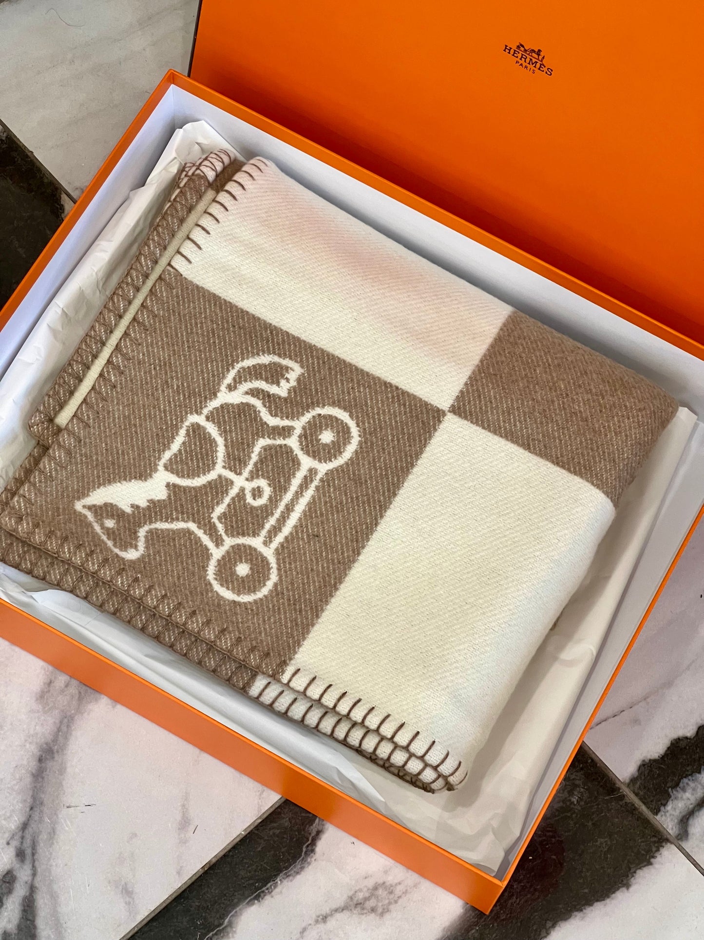 HERMÈS WOOL CASHMERE ADADA AVALON BABY BLANKET