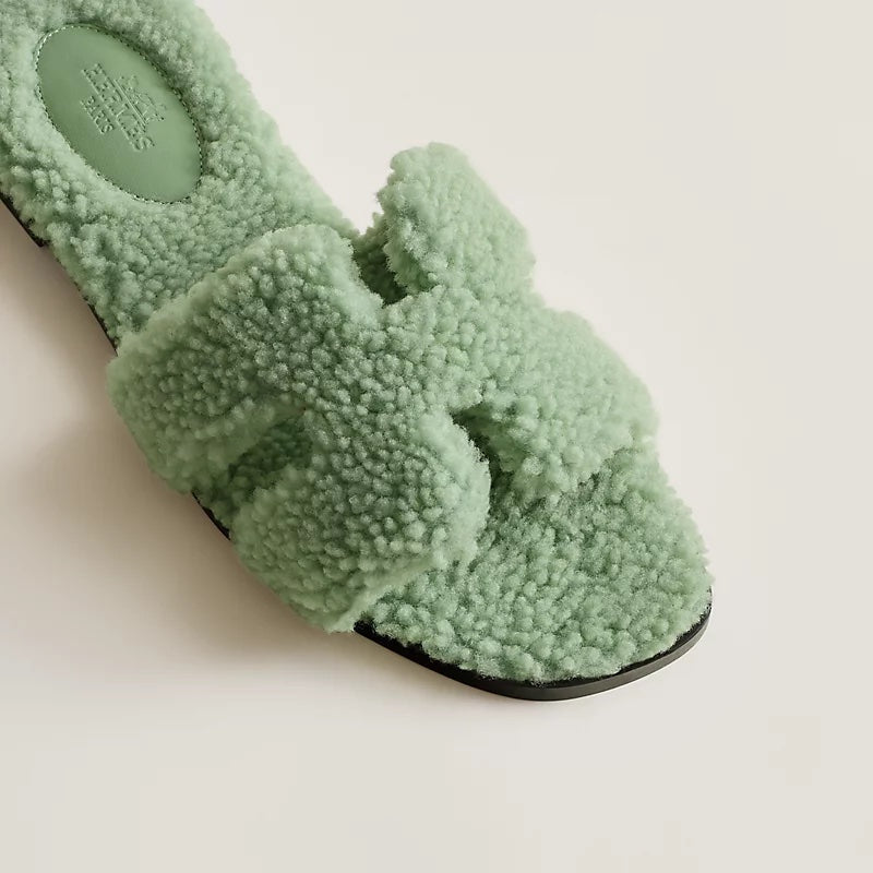 HERMÈS SHEARLING ORAN SANDALS
