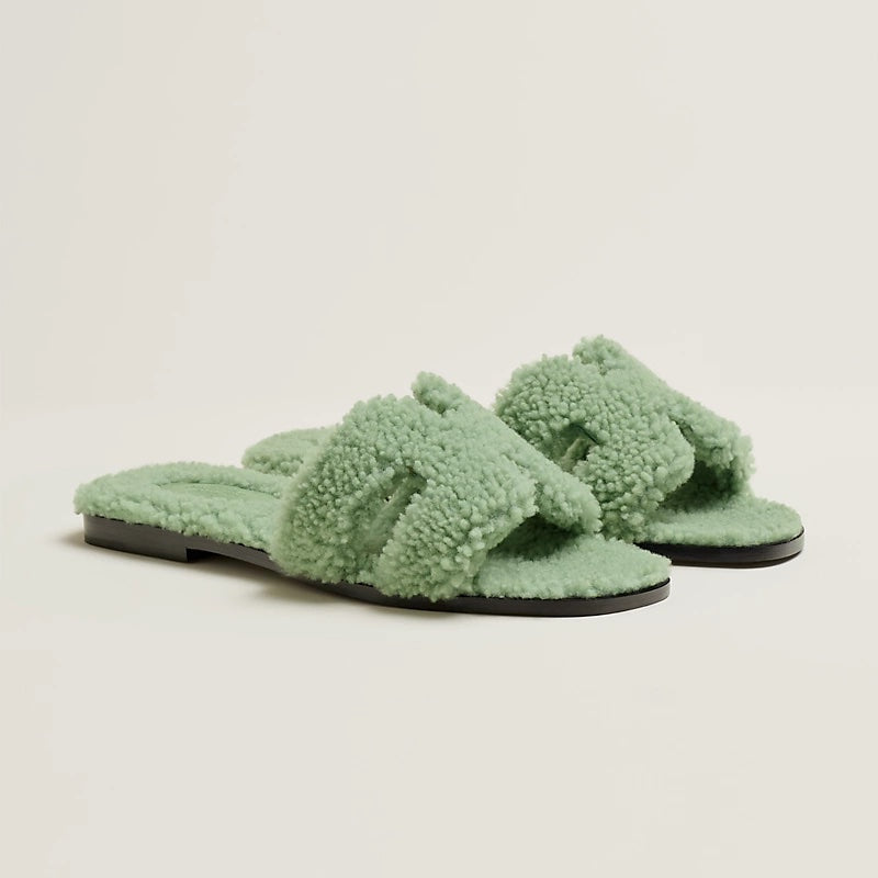 HERMÈS SHEARLING ORAN SANDALS