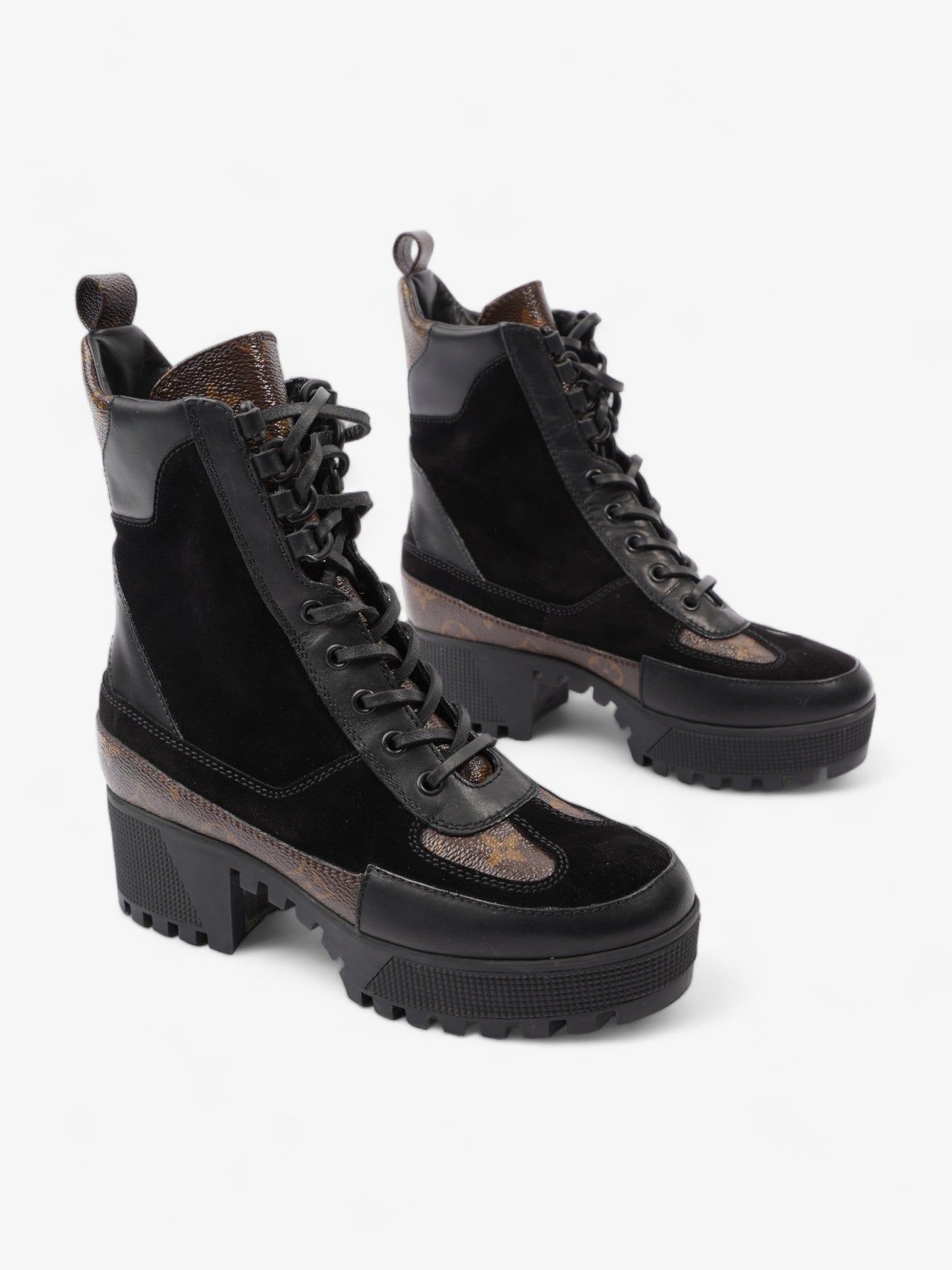 Louis Vuitton Laureate Desert Boots 50 Black / Brown Monogram Suede EU 37 UK 4