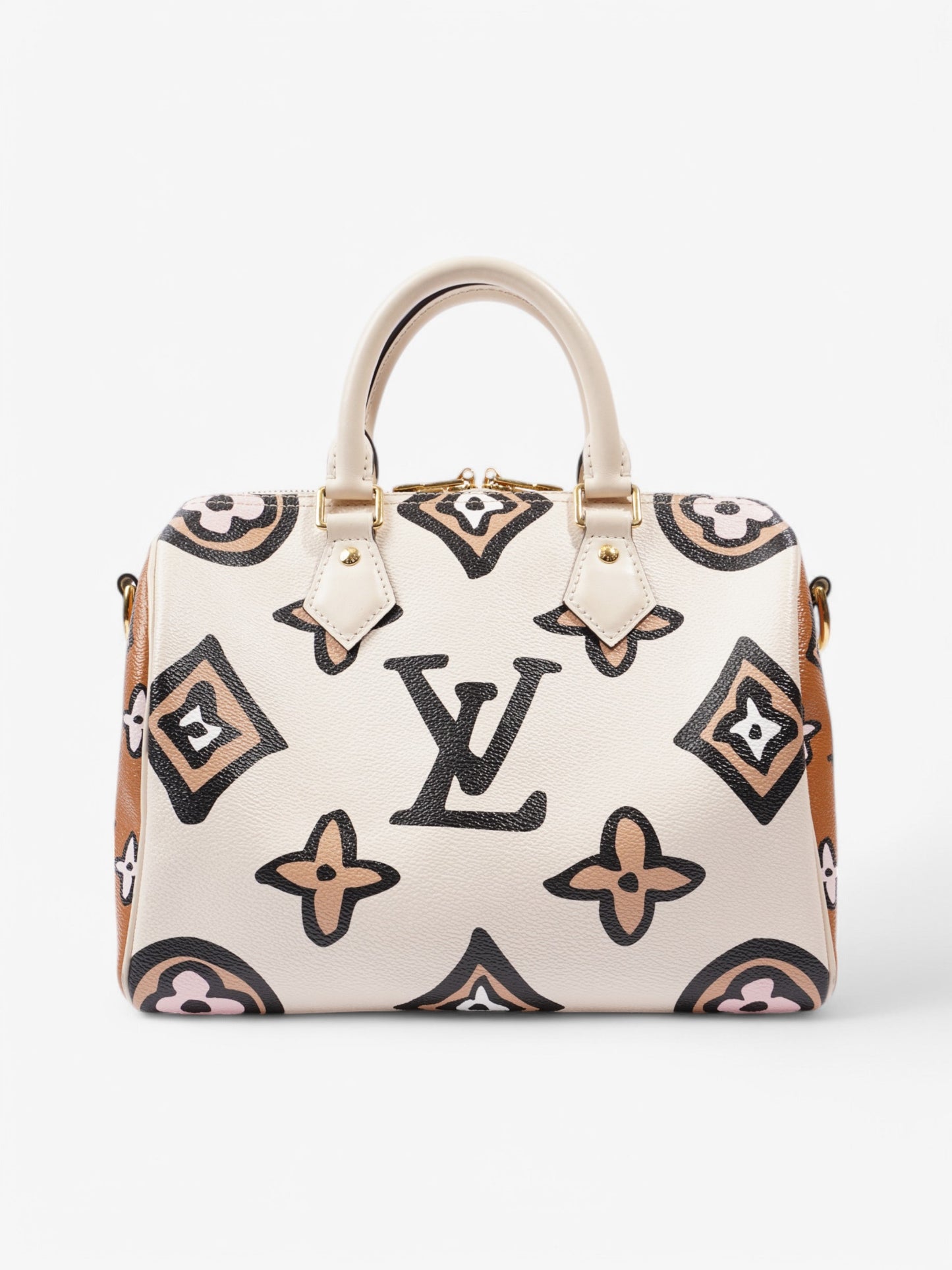 Louis Vuitton Speedy Bandouliere Cream / Brown Coated Canvas 25