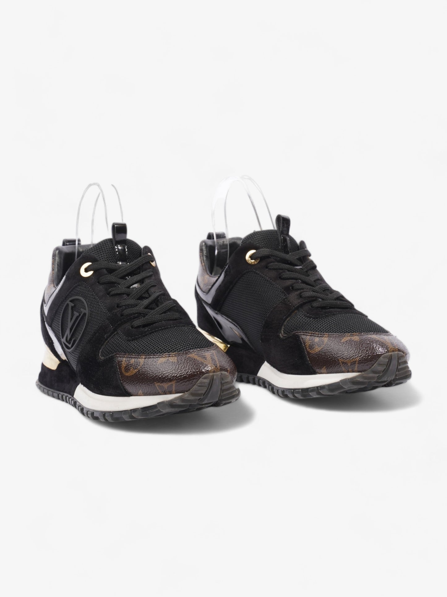 Louis Vuitton Run Away Trainers Black / Brown Monogram Leather EU 38 UK 5