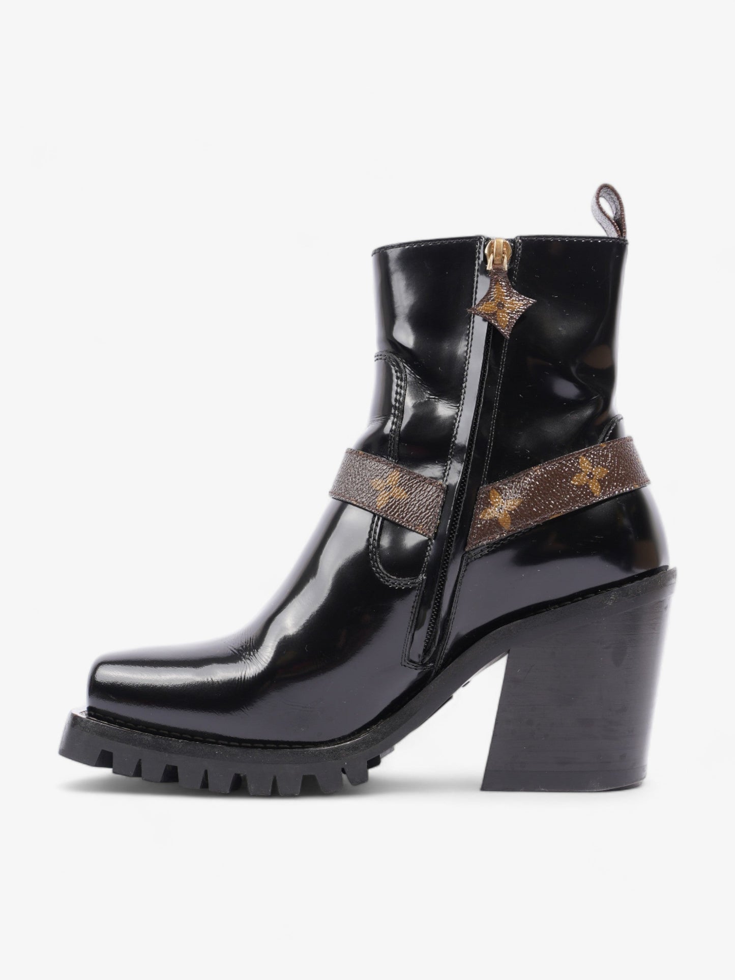 Louis Vuitton Limitless Ankle Boots 70 Black / Brown Monogram Patent Leather EU 39 UK 6