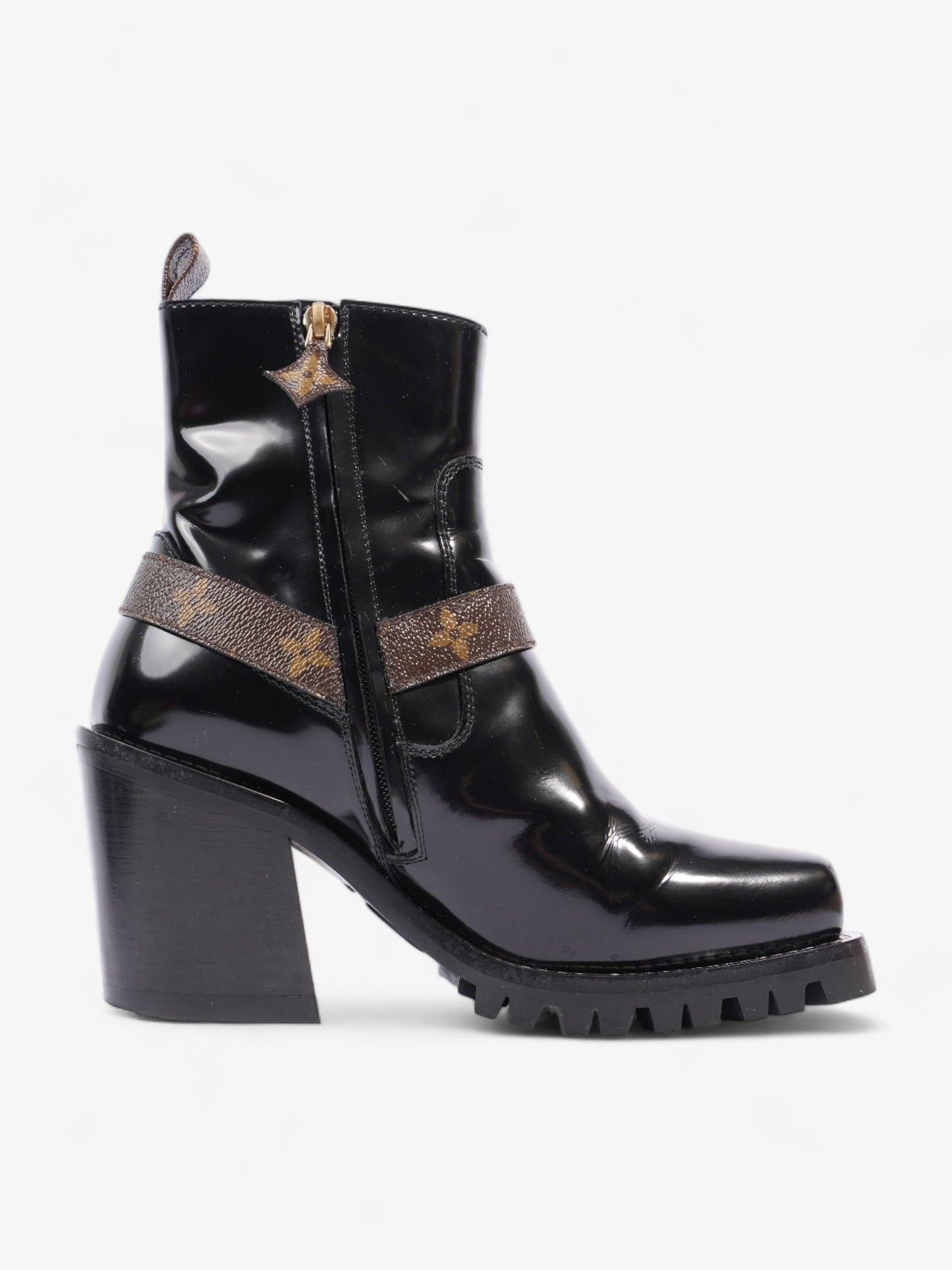 Louis Vuitton Limitless Ankle Boots 70 Black / Brown Monogram Patent Leather EU 39 UK 6