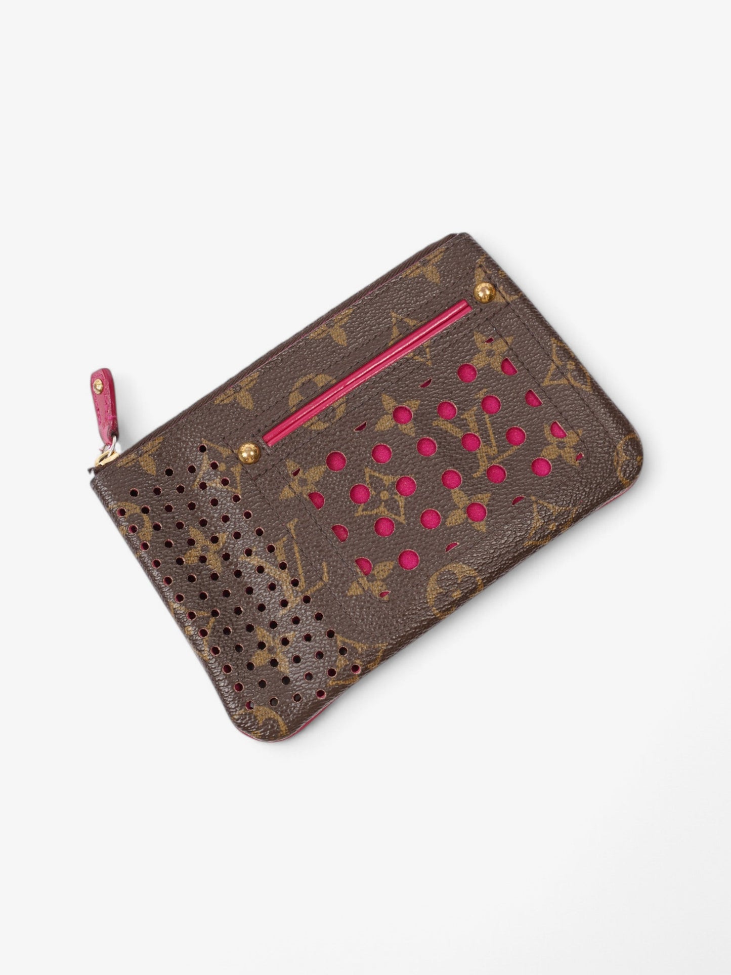 Louis Vuitton Perforated Pochette Plat Monogram / Fuschia Coated Canvas