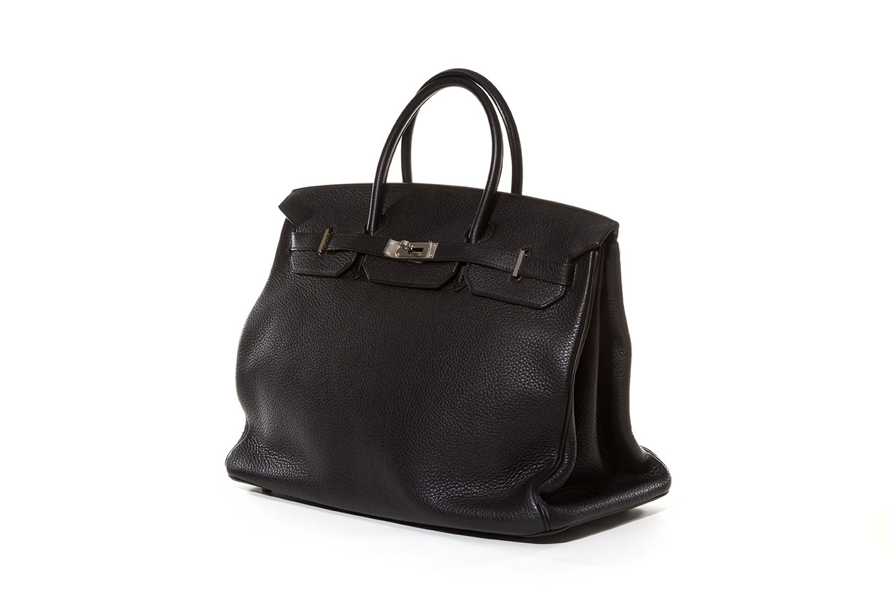 HERMÈS BIRKIN 40 CLEMENCE LEATHER PALLADIUM HARDWARE