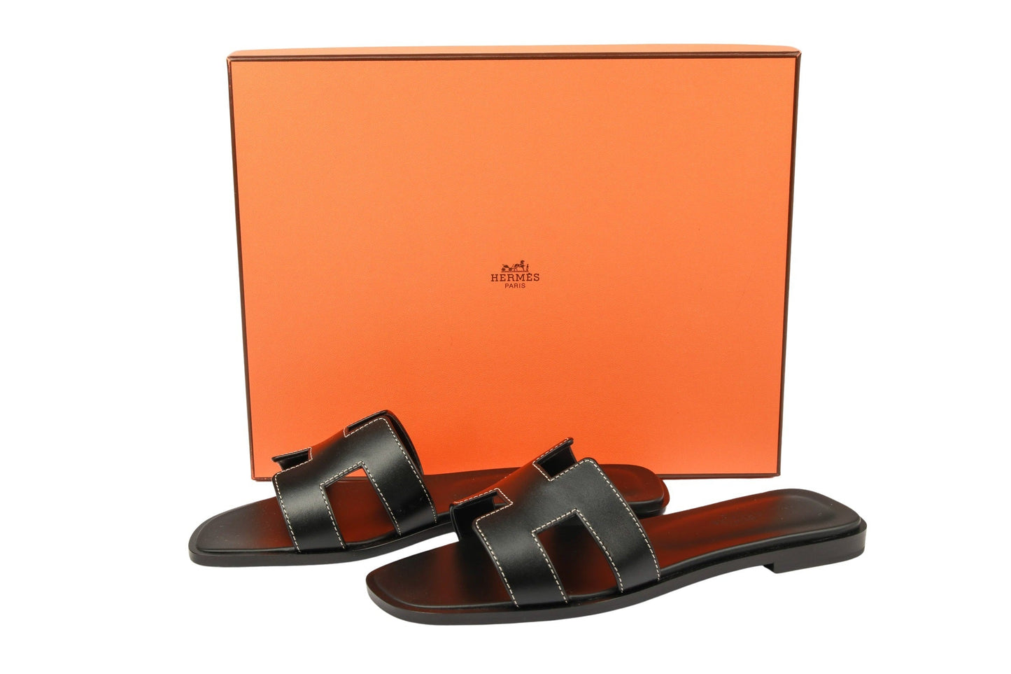 HERMÈS CALFSKIN LEATHER ORAN SANDALS MULES