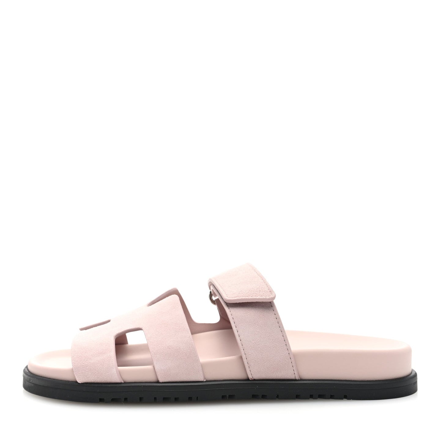 HERMÈS CHYPRE SUEDE ROSE PORCELAINE SANDALS