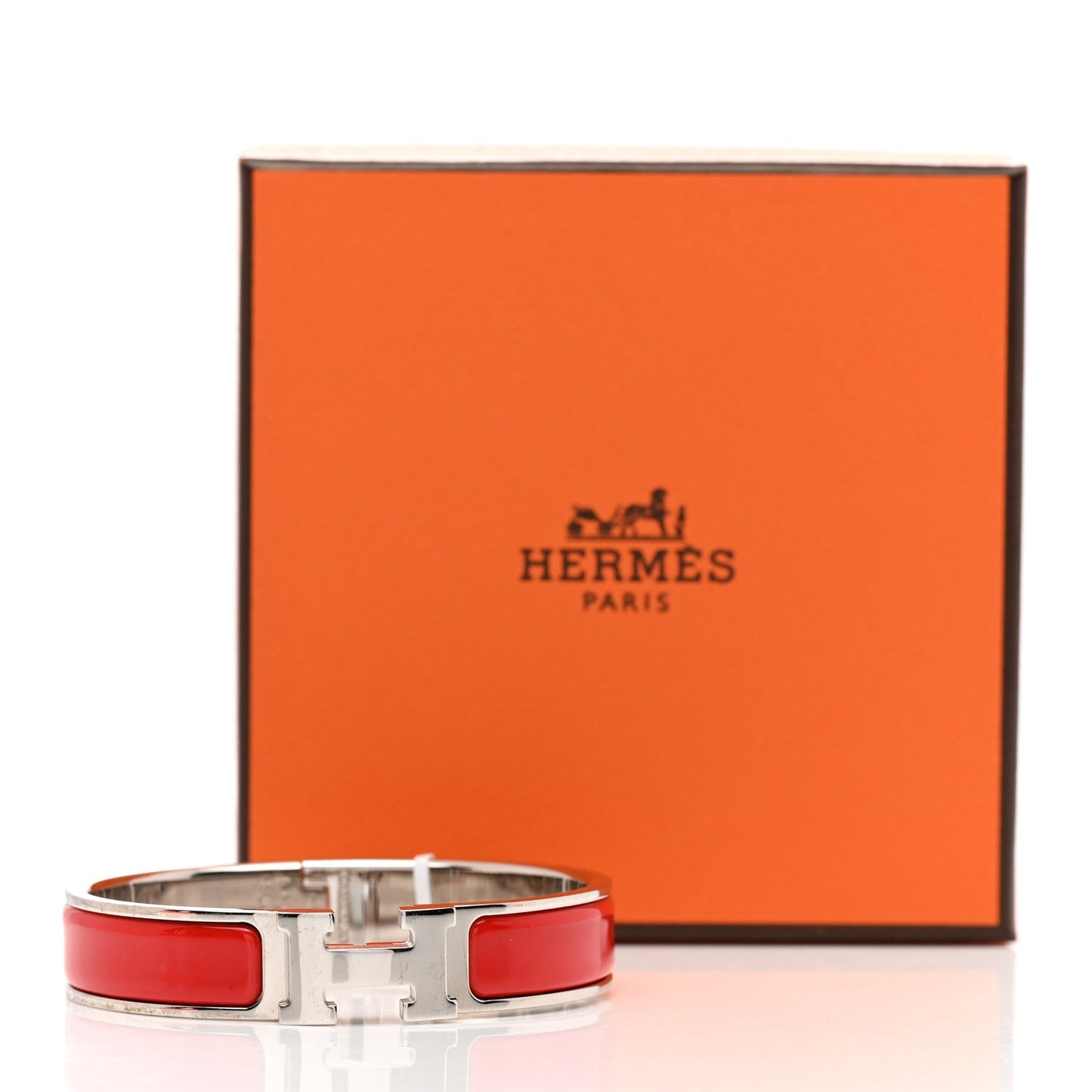 HERMÈS CLIC CLAC H ENAMEL BRACELET PM ROUGE AMARANTE