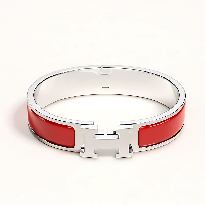 HERMÈS CLIC CLAC H ENAMEL BRACELET PM ROUGE AMARANTE