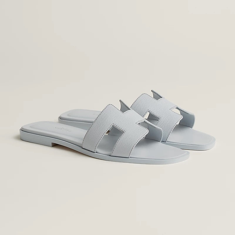 HERMÈS EPSOM CALFSKIN LEATHER ORAN H SANDALS MULES