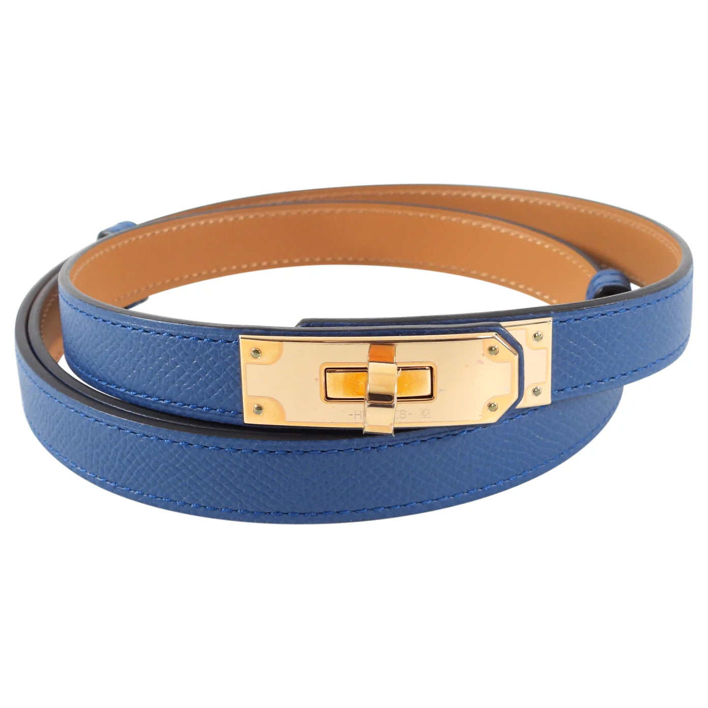 HERMÈS KELLY 18K GOLD PLATED EPSOM LEATHER BELT