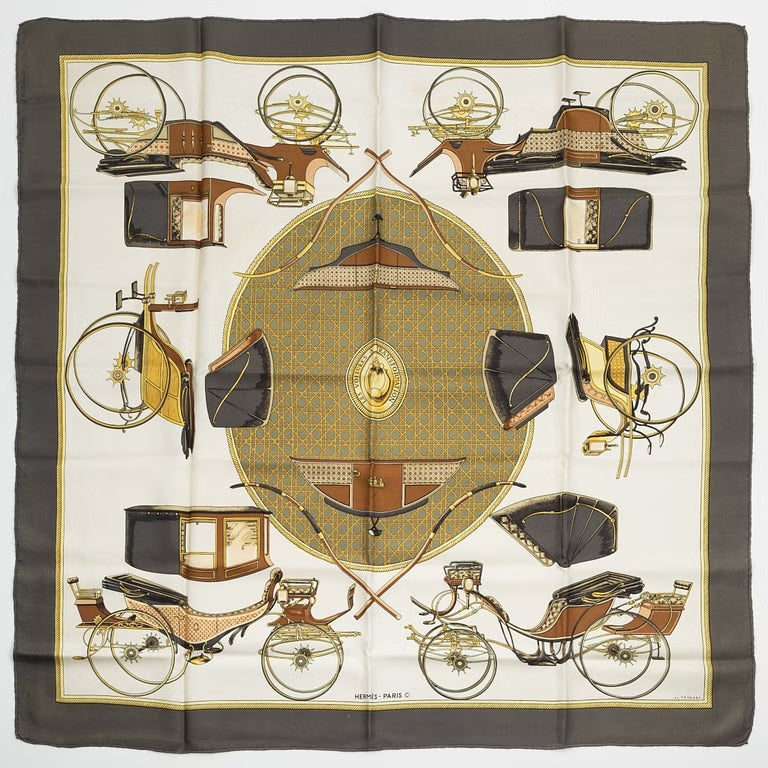 HERMÈS LES VOITURES À TRANSFORMATION SILK SCARF