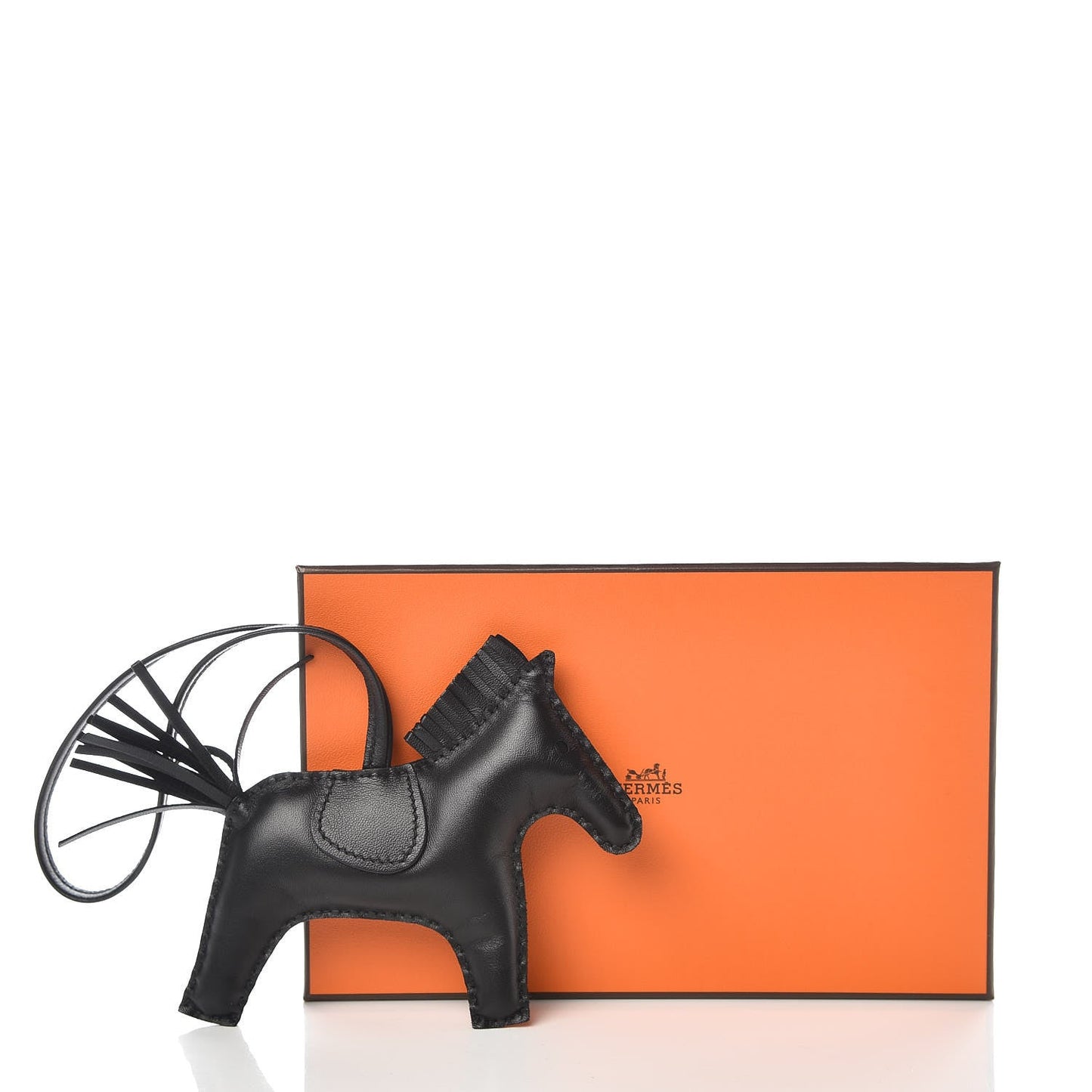 HERMÈS SO BLACK LAMBSKIN GRIGRI RODEO HORSE BAG CHARM PM