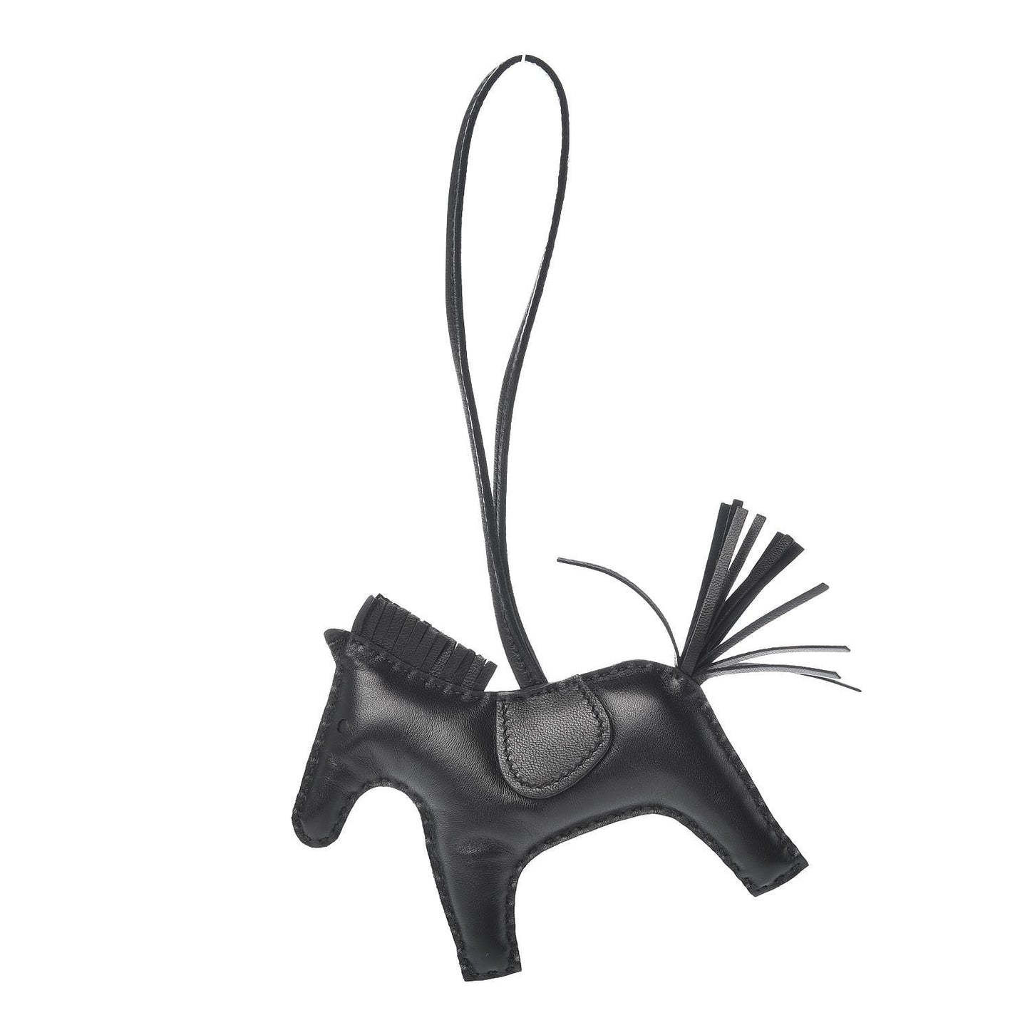 HERMÈS SO BLACK LAMBSKIN GRIGRI RODEO HORSE BAG CHARM PM