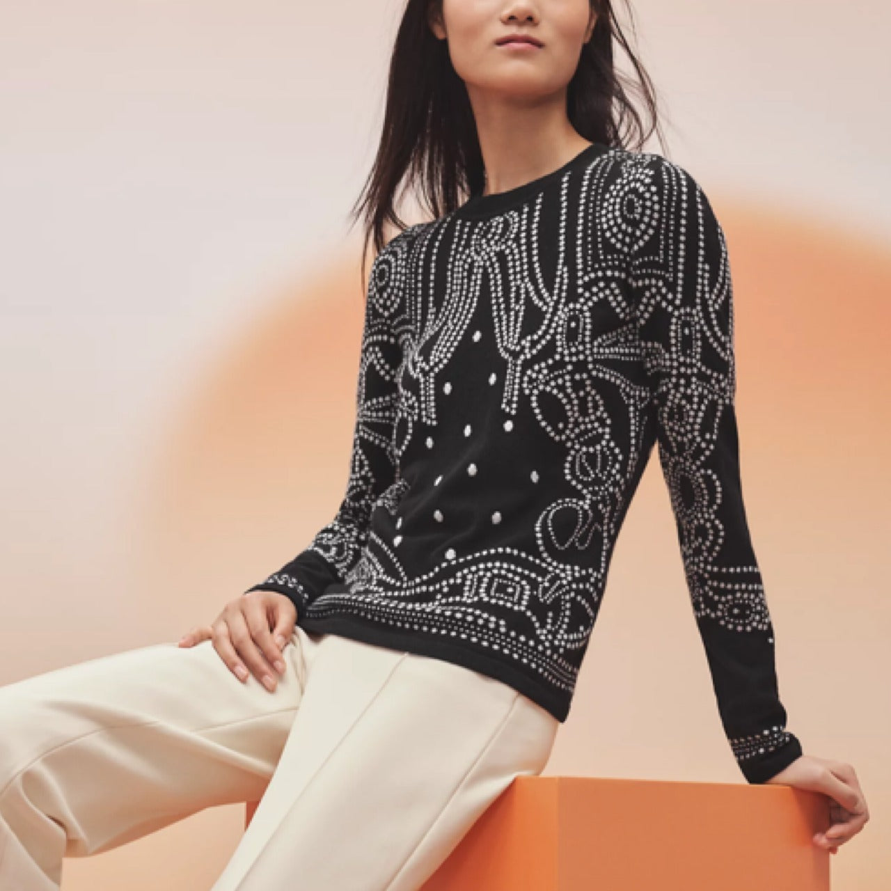 HERMÈS PRETA 2023 BRIDES DE GALA KNIT TOP