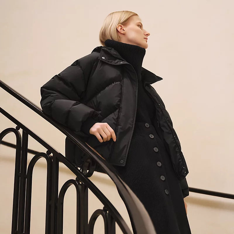 HERMÈS HOODED SHORT PUFFER COAT