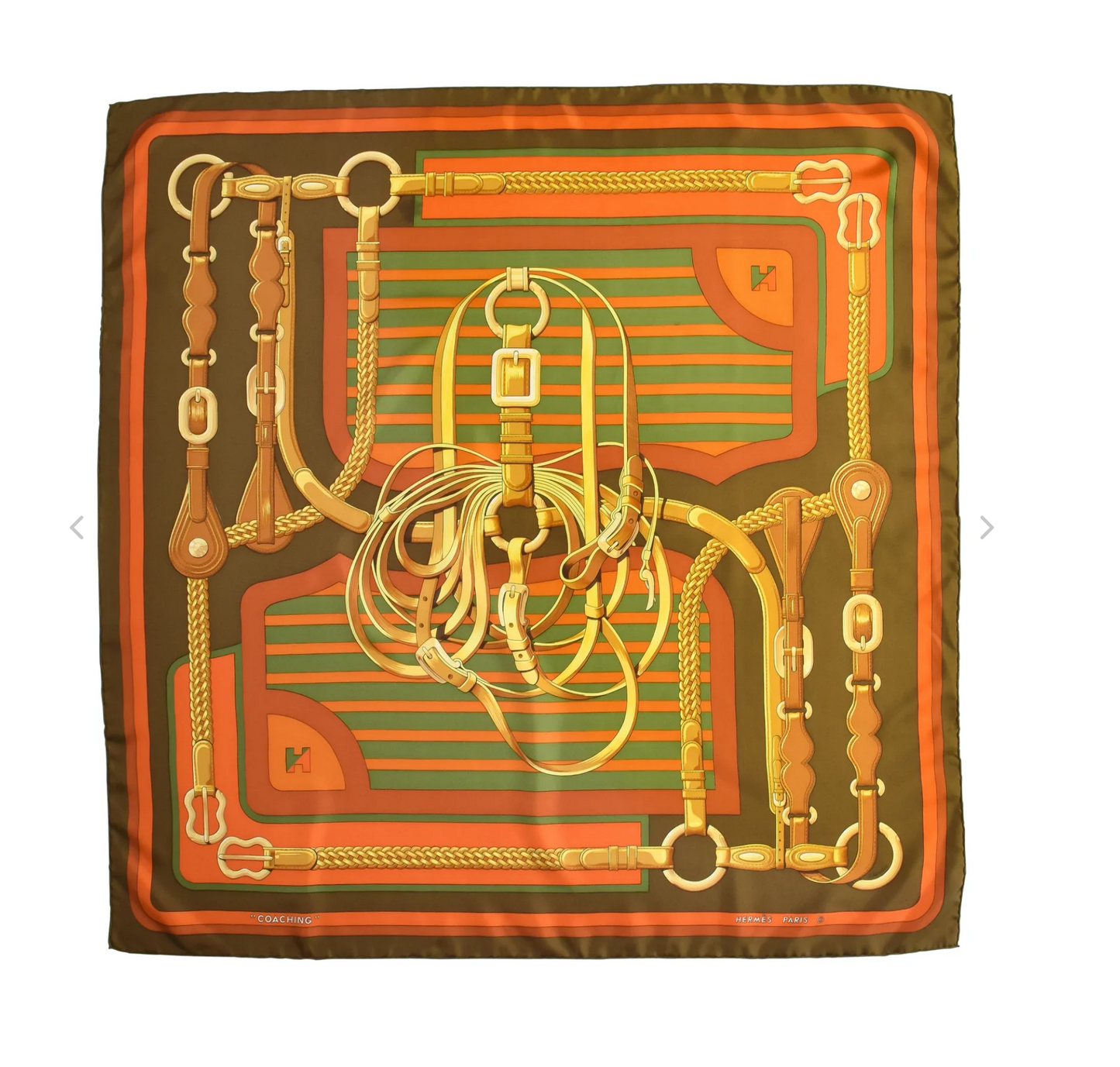 HERMÈS VINTAGE COACHING EQUESTRIAN BELT STRAP BRIDLE SILK SCARF