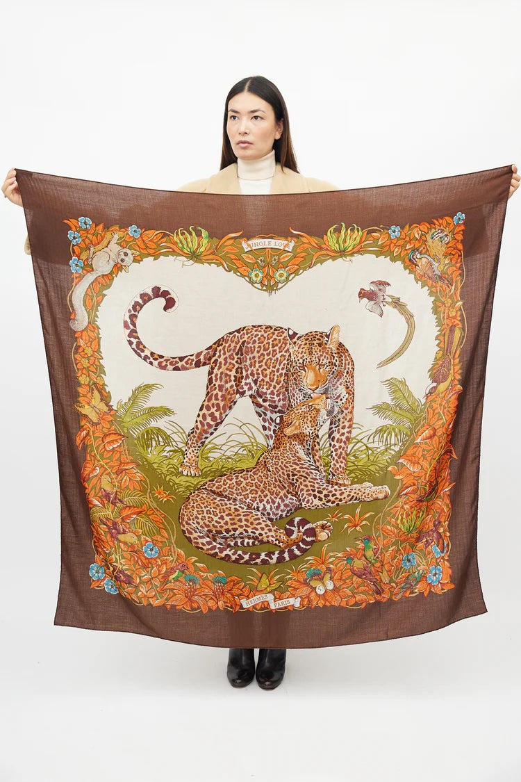HERMÈS JUNGLE LOVE CASHMERE SILK OVERSIZED SCARF SHAWL