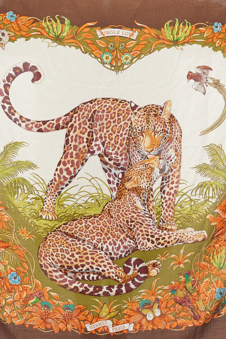 HERMÈS JUNGLE LOVE CASHMERE SILK OVERSIZED SCARF SHAWL