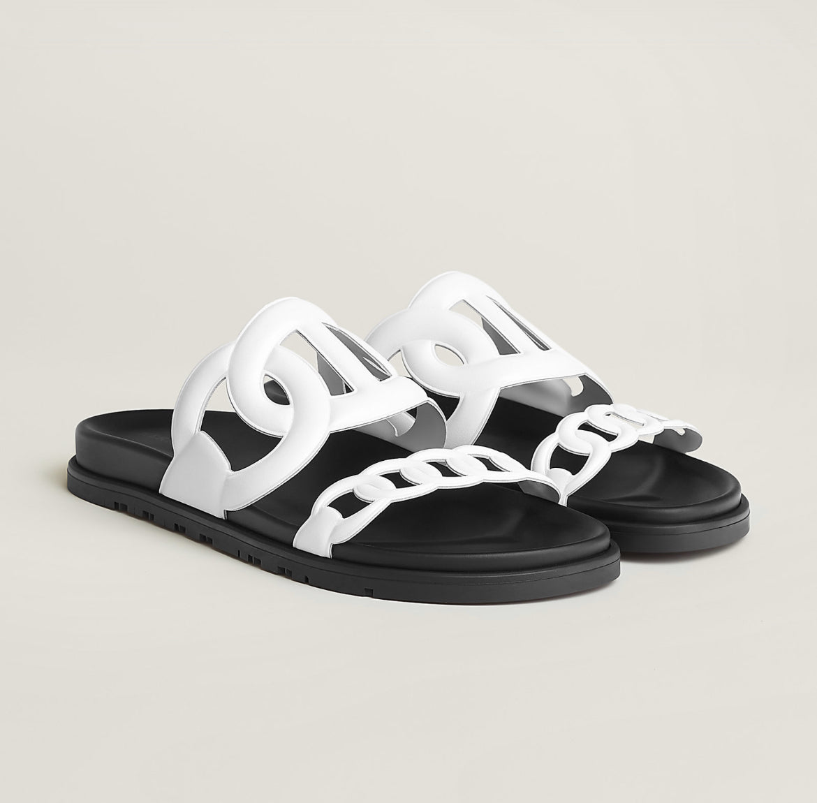 HERMÈS LEATHER CHAINE D'ANCRE EXTRA SANALS MULES
