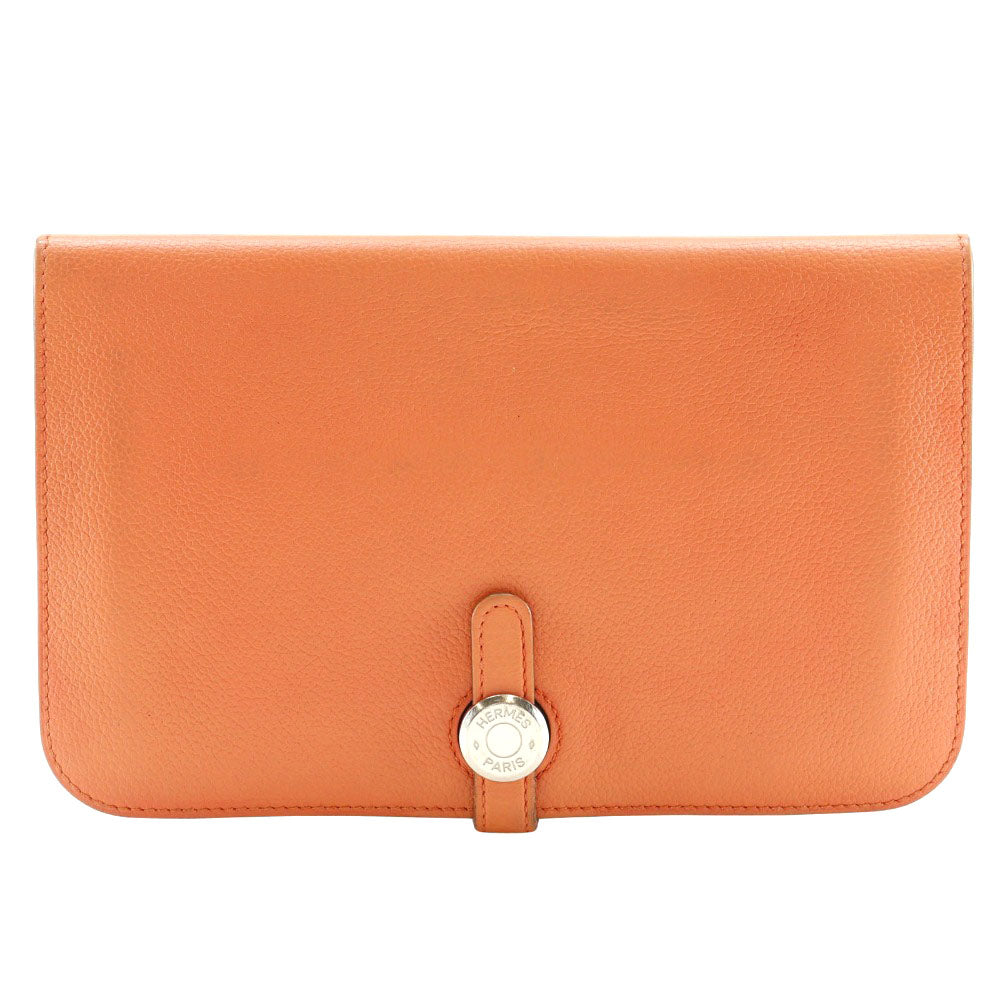 HERMES Long Wallet Purse Shave pink Dogon GM Women