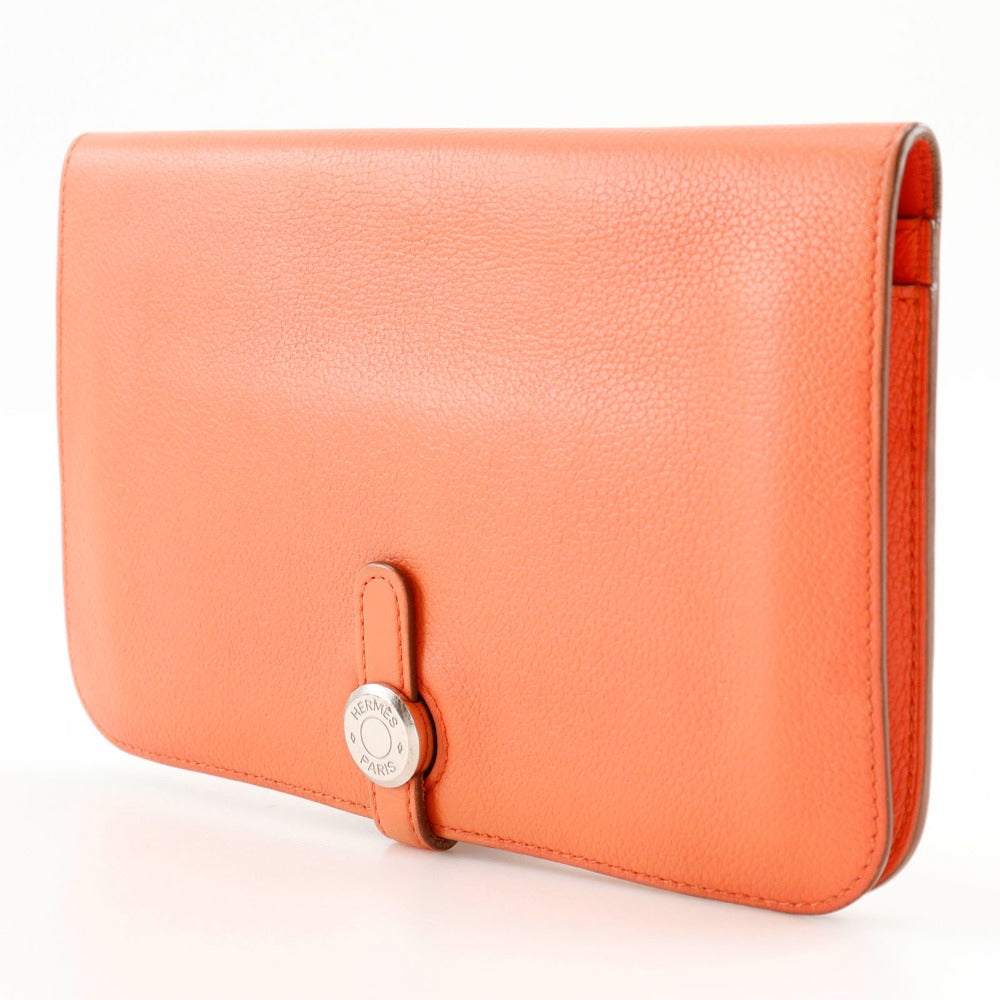 HERMES Long Wallet Purse Shave pink Dogon GM Women