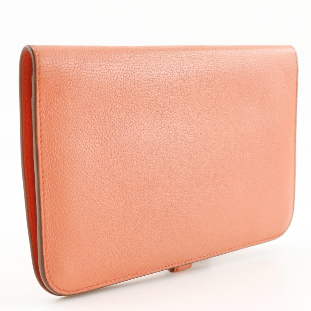 HERMES Long Wallet Purse Shave pink Dogon GM Women