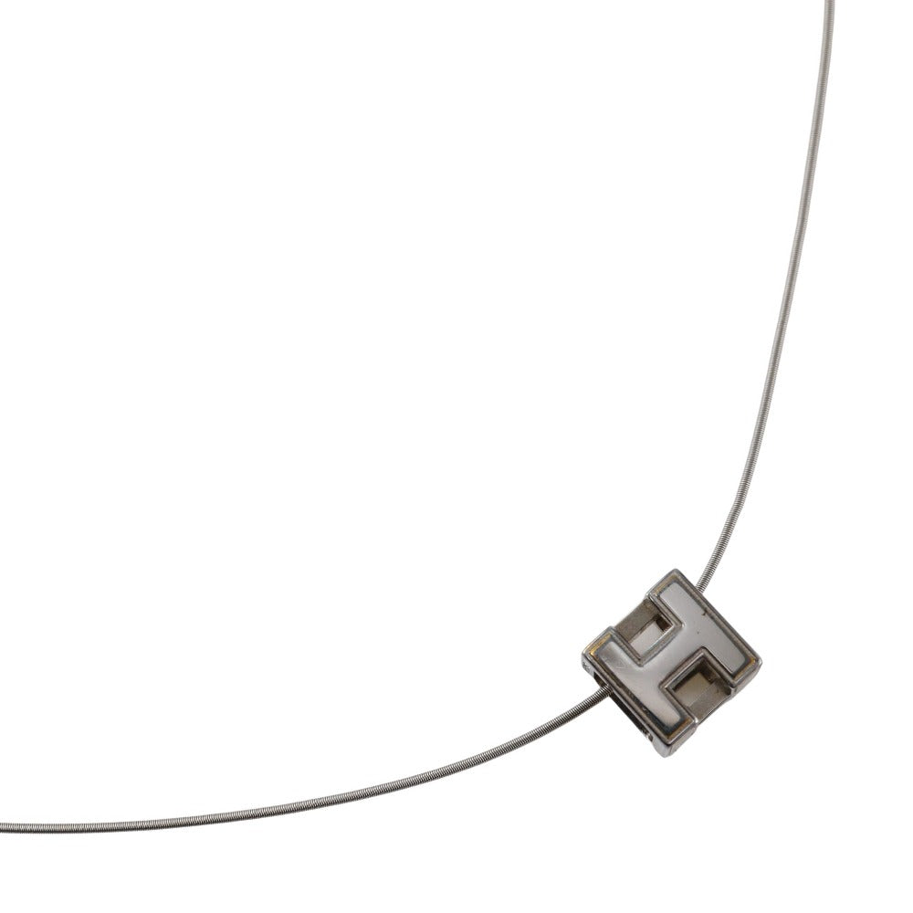 HERMES Necklace metallic Silver H cube Cardue Ash Women