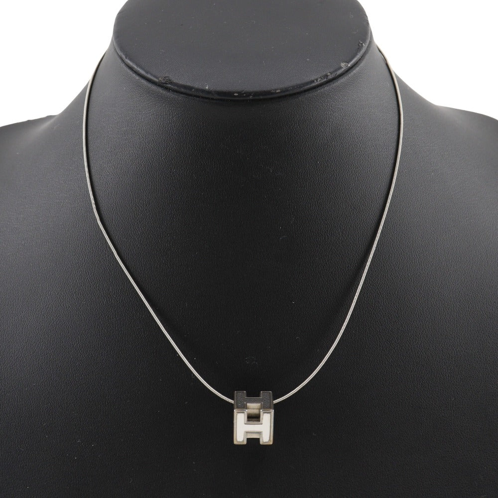 HERMES Necklace metallic Silver H cube Cardue Ash Women