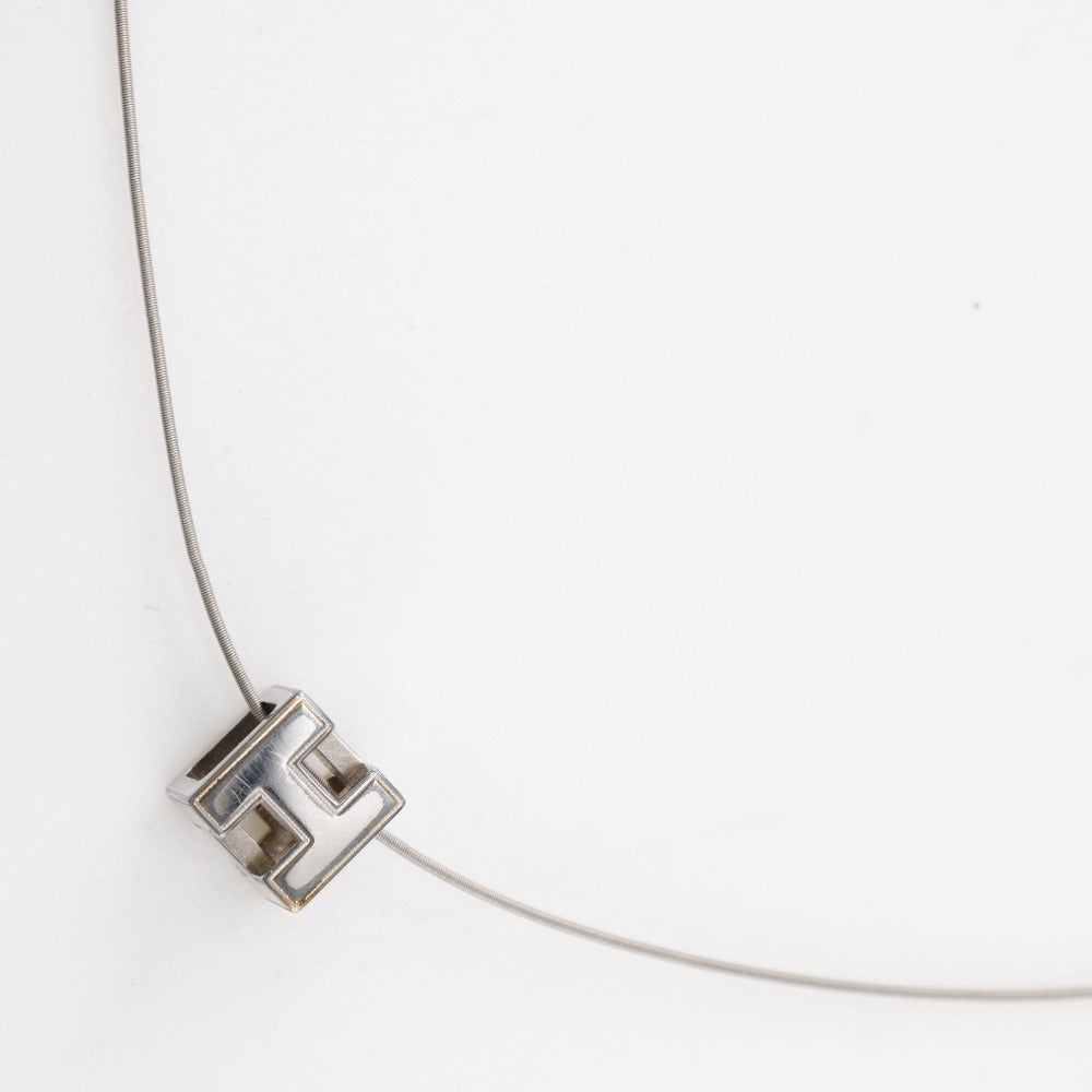 HERMES Necklace metallic Silver H cube Cardue Ash Women